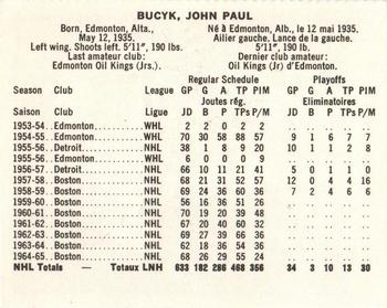1965-66 Coca-Cola NHL Players #NNO John Bucyk Back