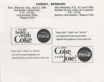 1965-66 Coca-Cola NHL Players #NNO Bernie Parent Back