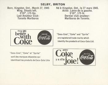 1965-66 Coca-Cola NHL Players #NNO Brit Selby Back