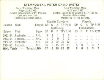 1965-66 Coca-Cola NHL Players #NNO Peter Stemkowski Back