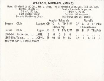 1965-66 Coca-Cola NHL Players #NNO Mike Walton Back