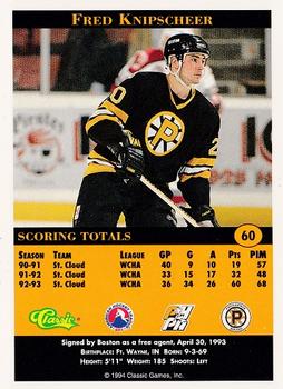 1994 Classic Pro Hockey Prospects #60 Fred Knipscheer Back