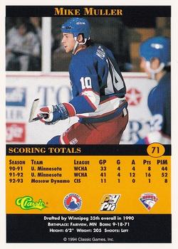 1994 Classic Pro Hockey Prospects #71 Mike Muller Back