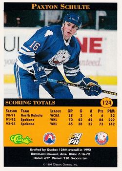 1994 Classic Pro Hockey Prospects #124 Paxton Schulte Back