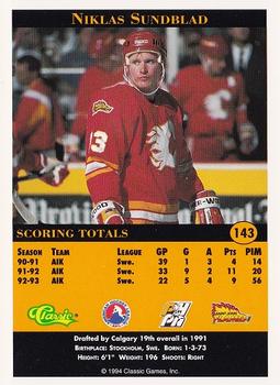 1994 Classic Pro Hockey Prospects #143 Niklas Sundblad Back