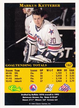 1994 Classic Pro Hockey Prospects #167 Markus Ketterer Back