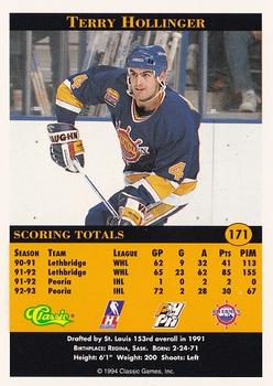 1994 Classic Pro Hockey Prospects #171 Terry Hollinger Back