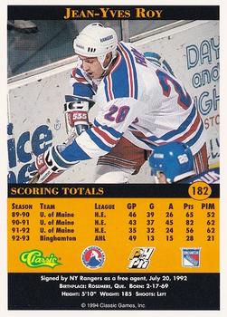 1994 Classic Pro Hockey Prospects #182 Jean-Yves Roy Back