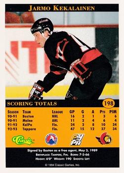 1994 Classic Pro Hockey Prospects #198 Jarmo Kekalainen Back