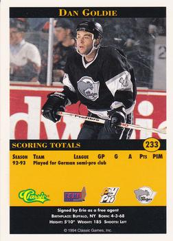 1994 Classic Pro Hockey Prospects #233 Dan Goldie Back