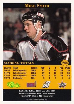 1994 Classic Pro Hockey Prospects #244 Mike Smith Back