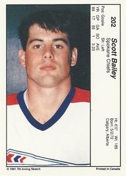 1990-91 7th Inning Sketch WHL #202 Scott Bailey Back