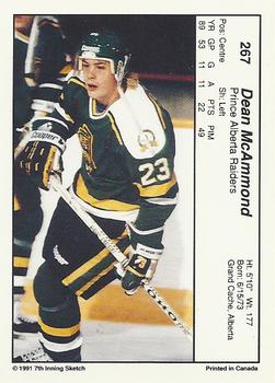 1990-91 7th Inning Sketch WHL #267 Dean McAmmond Back