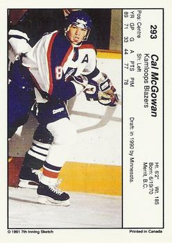 1990-91 7th Inning Sketch WHL #293 Cal McGowan Back