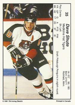 1990-91 7th Inning Sketch WHL #35 Dave Shute Back