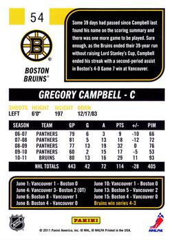 2011-12 Score - Glossy #54 Gregory Campbell Back