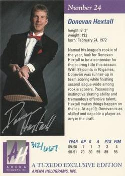 1991 Arena Draft Picks - Autographs #24 Donevan Hextall  Back