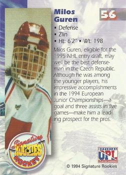 1994-95 Signature Rookies #56 Milos Guren Back