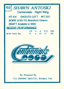 1989-90 7th Inning Sketch OHL #152 Shawn Antoski Back