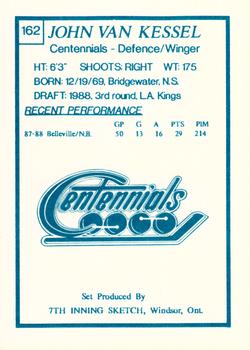 1989-90 7th Inning Sketch OHL #162 John Van Kessel Back