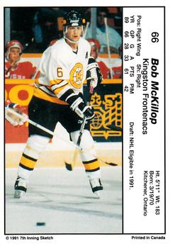 1990-91 7th Inning Sketch OHL #66 Bob McKillop Back