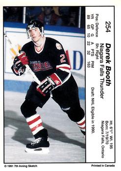 1990-91 7th Inning Sketch OHL #254 Derek Booth Back