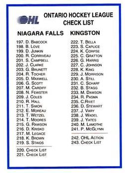 1991-92 7th Inning Sketch OHL #221 Checklist: 197-290 Front