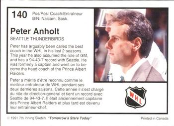 1991-92 7th Inning Sketch WHL #140 Peter Anholt Back