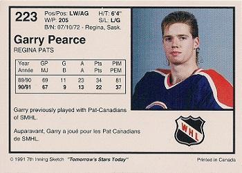 1991-92 7th Inning Sketch WHL #223 Gary Pearce Back