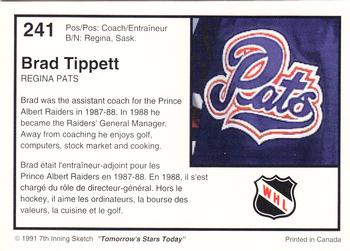 1991-92 7th Inning Sketch WHL #241 Brad Tippett Back