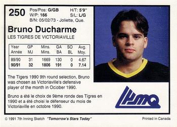 1991-92 7th Inning Sketch LHJMQ #250 Bruno Ducharme Back