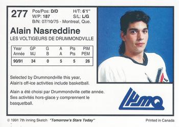 1991-92 7th Inning Sketch LHJMQ #277 Alain Nasreddine Back
