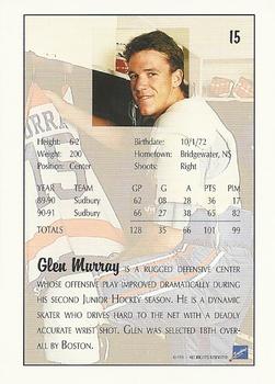 1991 Ultimate Draft #15 Glen Murray Back