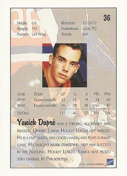 1991 Ultimate Draft #36 Yanick Dupre Back