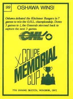 1990 7th Inning Sketch Memorial Cup (CHL) #99 Eric Lindros (Oshawa Wins) Back