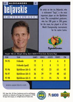 1998-99 UD Choice Swedish #25 Aleksandrs Beljavskis Back