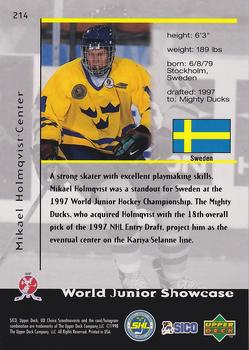 1998-99 UD Choice Swedish #214 Mikael Holmqvist Back
