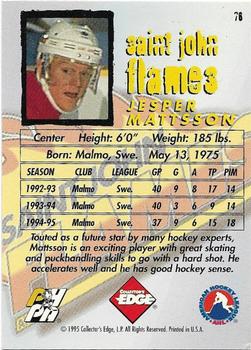 1995-96 Edge Ice #76 Jesper Mattsson Back