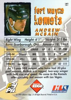 1995-96 Edge Ice #127 Andrew McBain Back