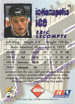 1995-96 Edge Ice #136 Eric Lecompte Back