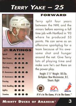1994 EA Sports NHL '94 #3 Terry Yake Back
