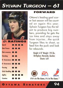 1994 EA Sports NHL '94 #94 Sylvain Turgeon Back