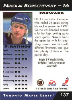 1994 EA Sports NHL '94 #137 Nikolai Borschevsky Back