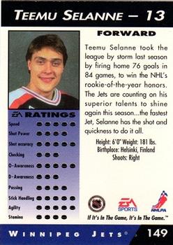 1994 EA Sports NHL '94 #149 Teemu Selanne Back