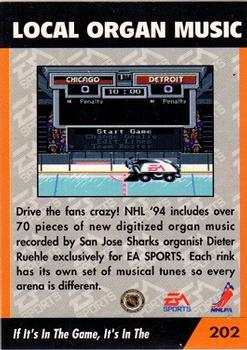 1994 EA Sports NHL '94 #202 Local Organ Music Back