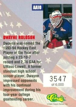 1994-95 Classic - All-Americans #AA10 Dwayne Roloson  Back