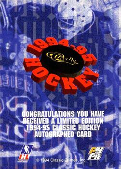 1994-95 Classic - Autographs #NNO Radek Bonk Back