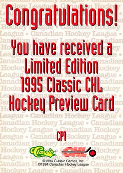 1994-95 Classic - CHL Previews #CP1 Wayne Primeau  Back