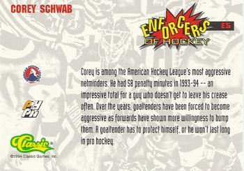 1994-95 Classic - Enforcers #E5 Corey Schwab  Back