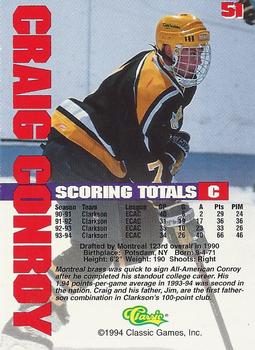 1994-95 Classic - Gold #51 Craig Conroy  Back